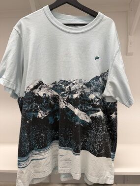 Men's Fabletics Light Blue Graphic Mountain T-Shirt